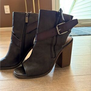 Open toe high heel boots